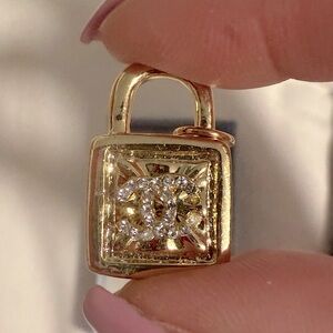 NIB Gold CCPadlock Pendant with Crystal Accents